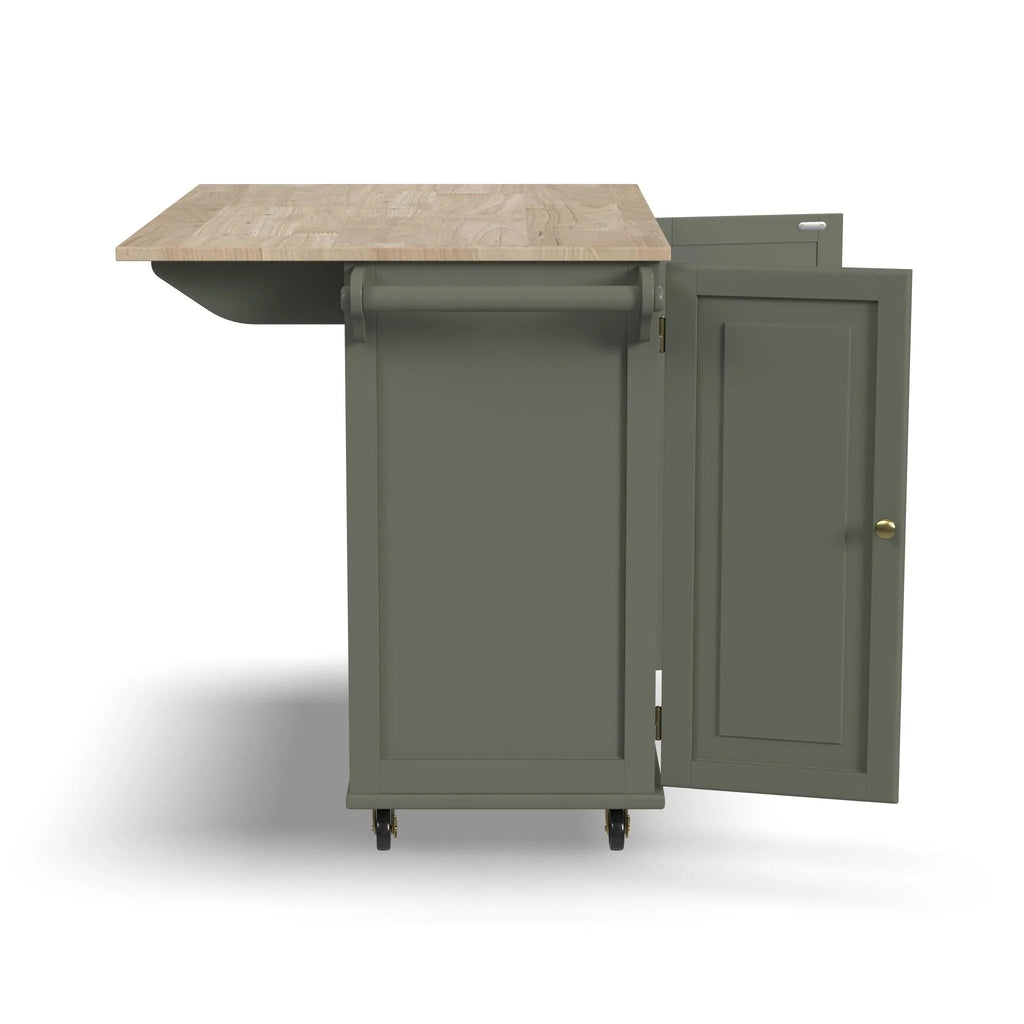 Homestyles Dolly Madison Engineered Wood Kitchen Cart in Sage Green/Brass