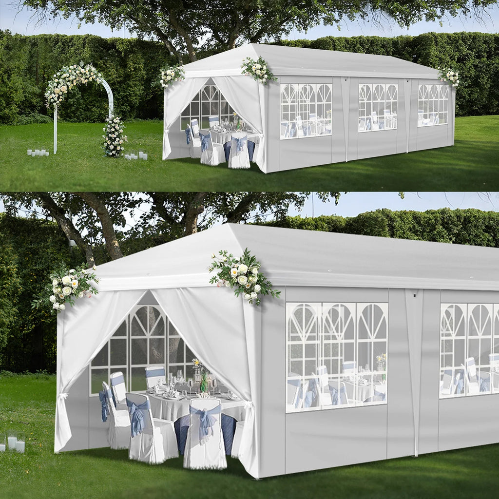 Ktaxon 10'X30'  Pop up Wedding Party Tent Foldable Gazebo W/8 Sidewalls Canopy White