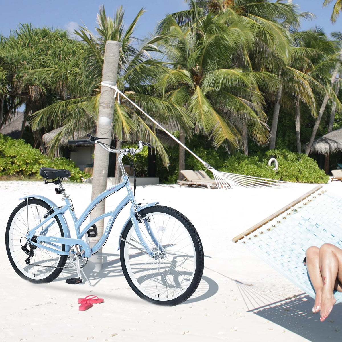 iYofe 26 inch Beach Cruiser Bike for Women Shimano 7 Speed Womens Bike, 85% Assembled, Womens Bike, Light Blue