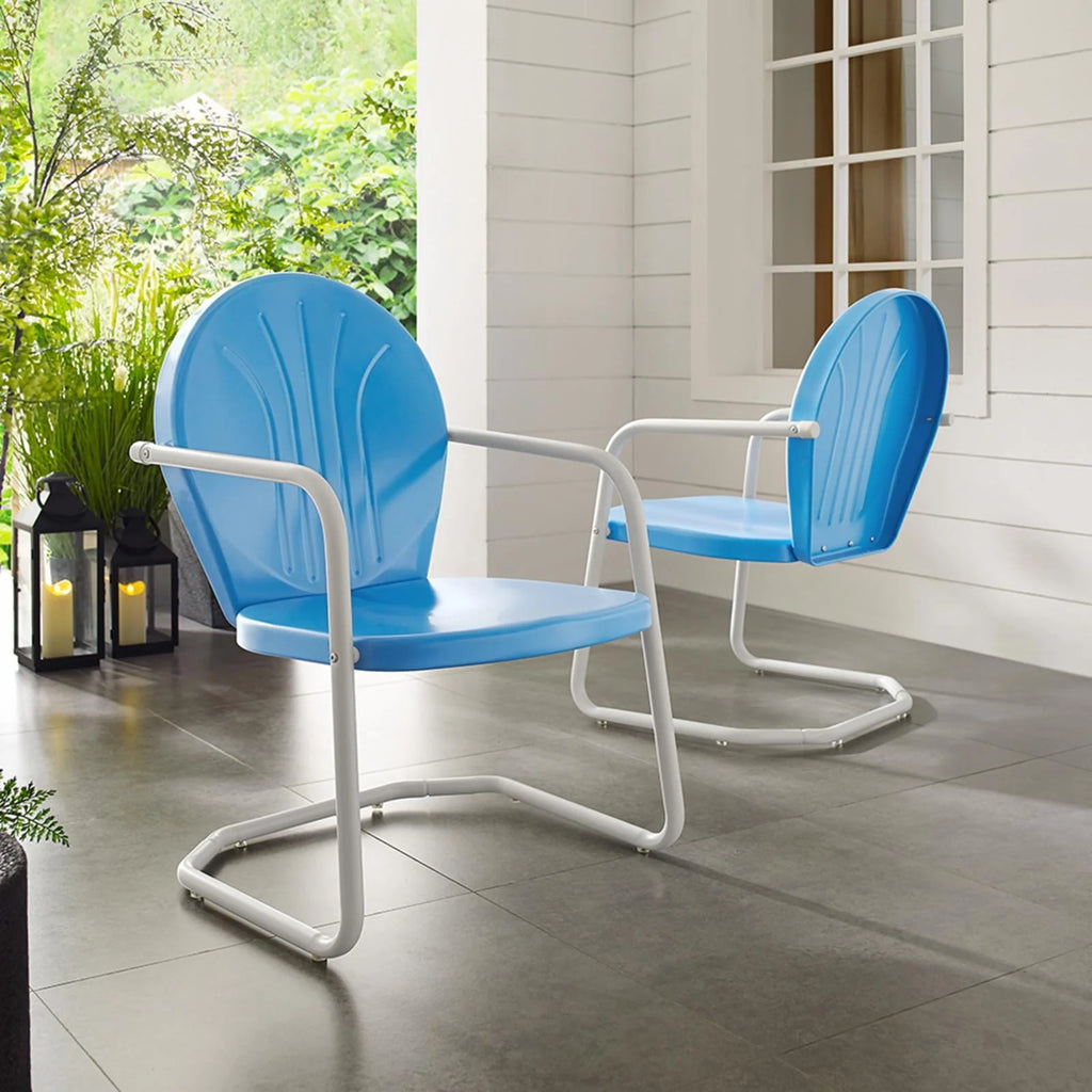 Crosley Griffith Outdoor Metal Armchair Tangerine Gloss-Color:Aqua Gloss