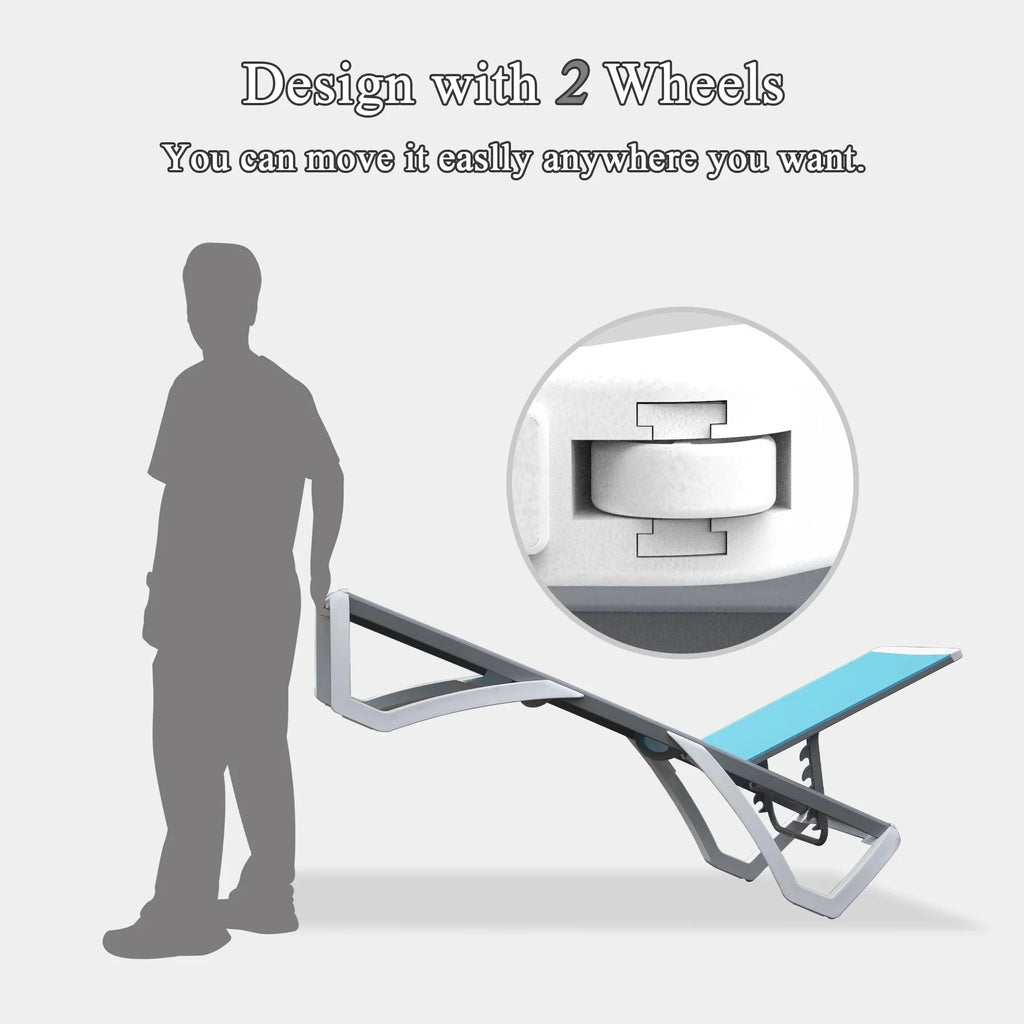 Domi Outdoor Living Chaise Lounge Chair Aluminum Adjustable Pool Lounge Chair��With All-Weather Textilene for Deck, Lawn, Backyard ��1 Grey Chair��