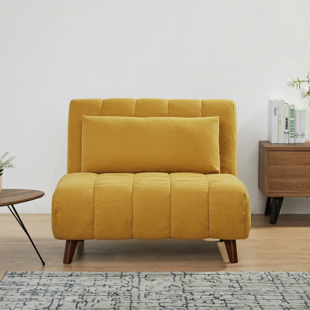 A&D Home Springfield Polyester Convertible Futon Chair, Yellow