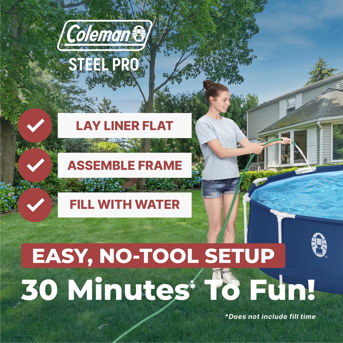Coleman Steel Pro 12 ft. x 33 in. Round Metal Frame Above Ground Pool Set