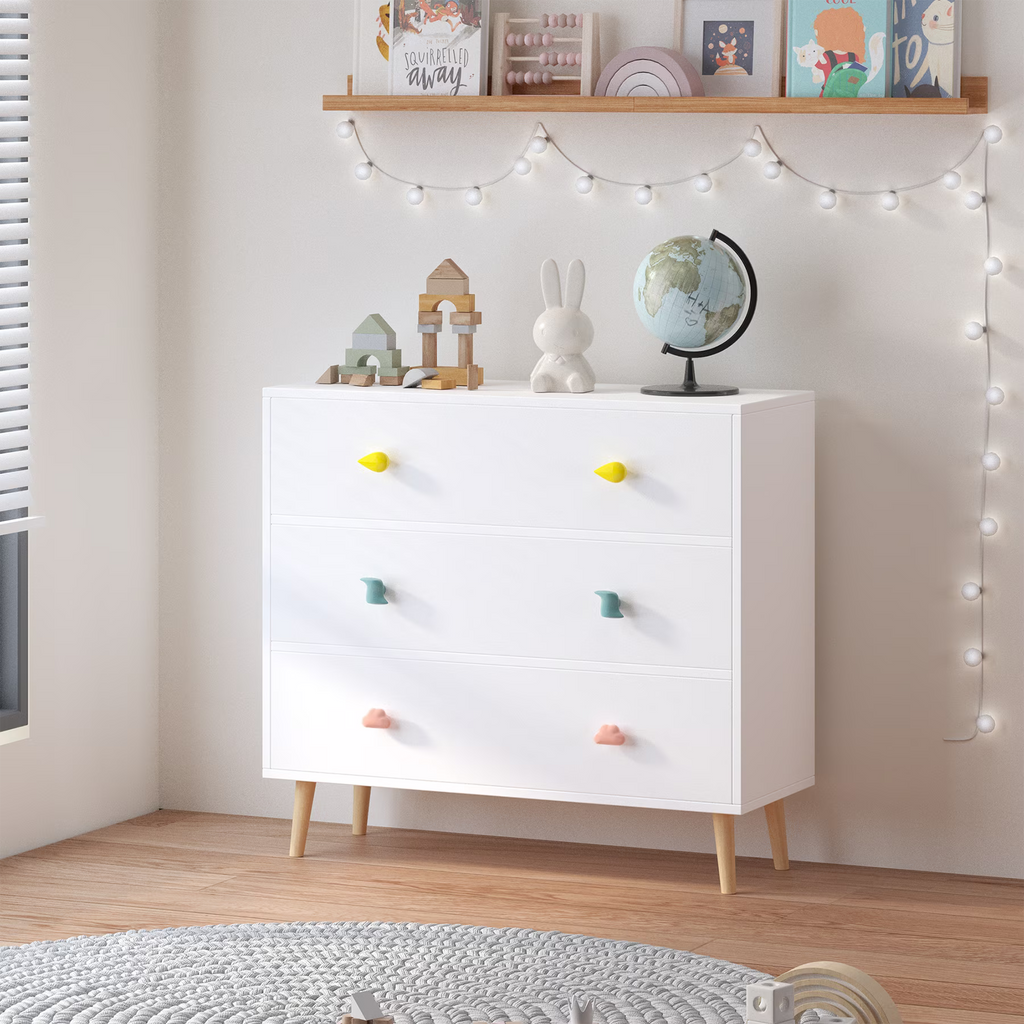 Miniyam Drawer Dresser with Glides & Safety Design for Kids, Colorful