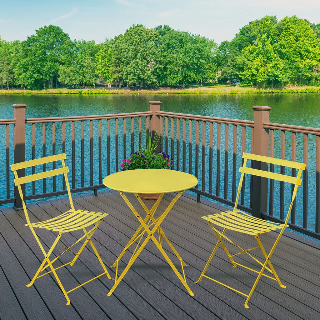 Alin 3 Piece Relaxing Outdoor Furniture Set �?2 Handy Chairs With a Round Table - Yellow