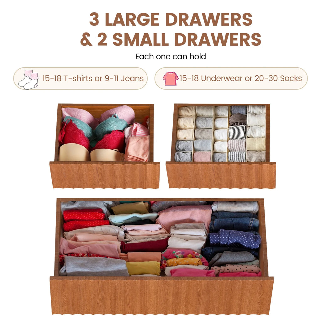 Wood Dresser, 6 Drawer Dresser for Bedroom, Modern Chest of Drawers with Deep Drawers Waterproof Living Room, Hallway, Entryway