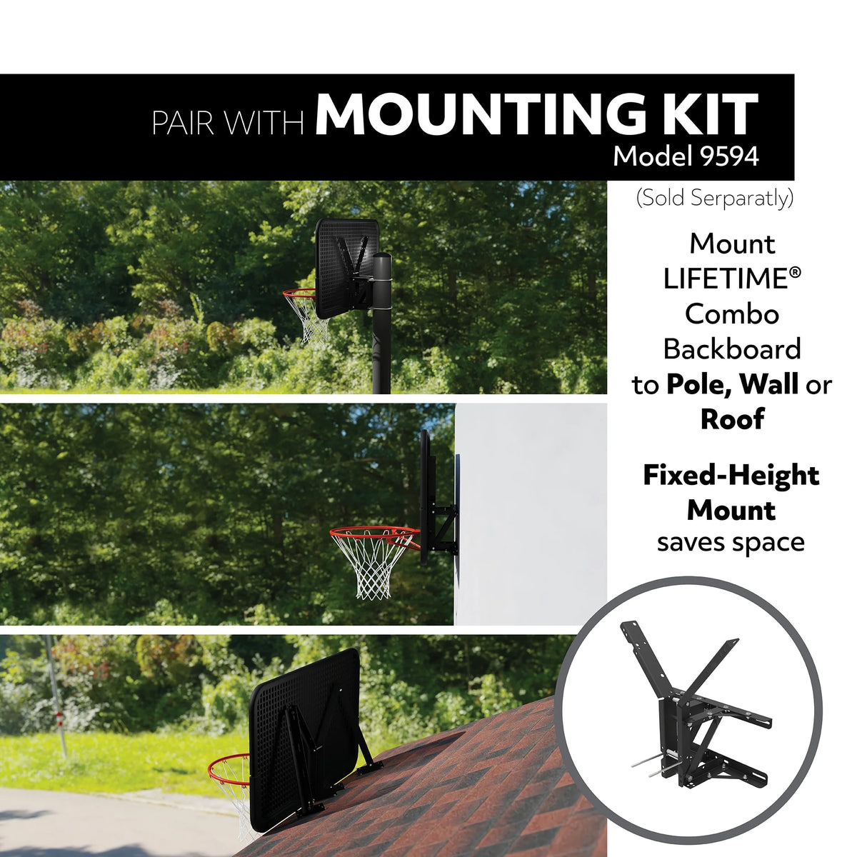 Lifetime New Basketball Indoor/Outdoor Backboard and Rim Combo Kit (54-inch Polycarbonate) - 71526