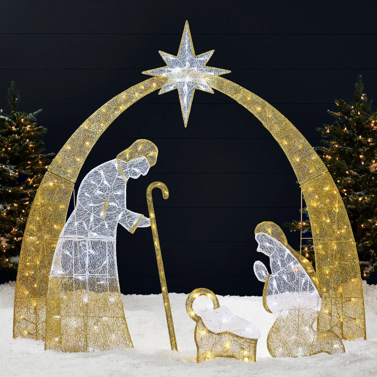 Best Choice Products 4.5ft Lighted 2D Christmas Nativity Scene Outdoor Yard Decor w/ 115 Twinkling LED Lights