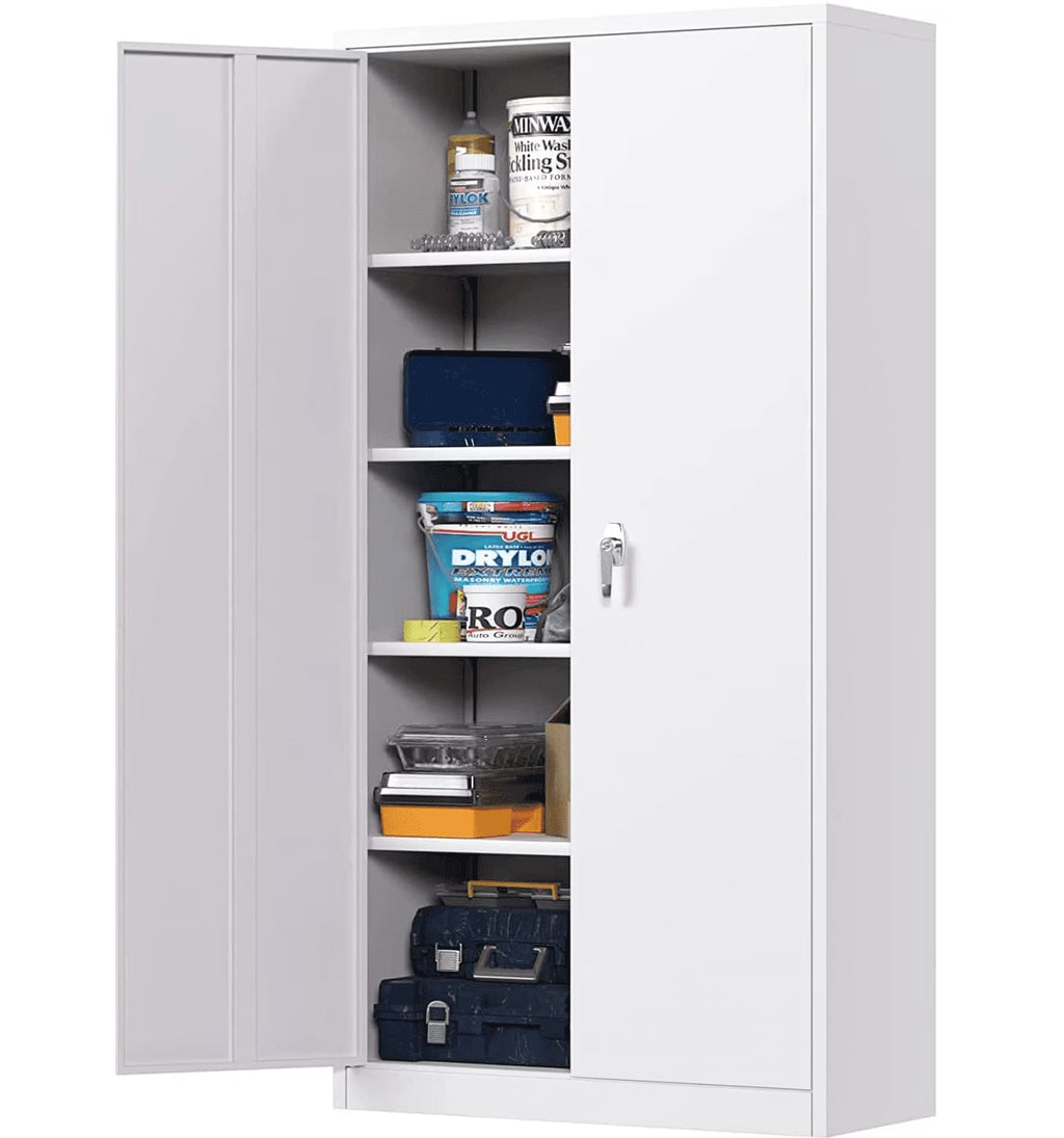 SOLAURA 72 Inches Tall Metal Garage Storage Cabinets, Lockable Storage Cabinet with Doors and Adjustable Shelves for Office, Home, Shops, Garage, Black