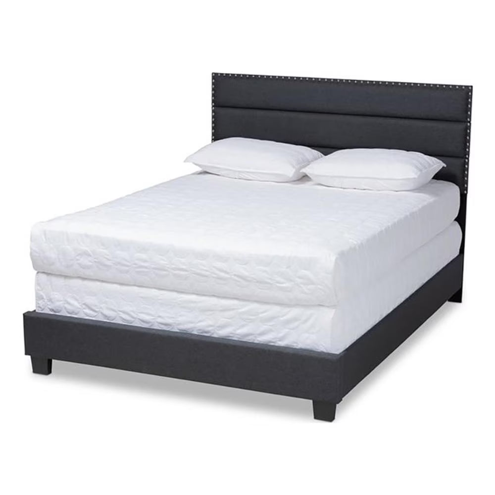 Bowery Hill Modern Fabric Upholstered Full Size Bed in Dark Gray