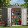 8x6 ft Outdoor Storage Shed on Sale, Sheds & Outdoor Storage with Lockable Doors, Metal Garden Shed by Durable Galvanized Steel for Patio, Lawn - Dark Gray