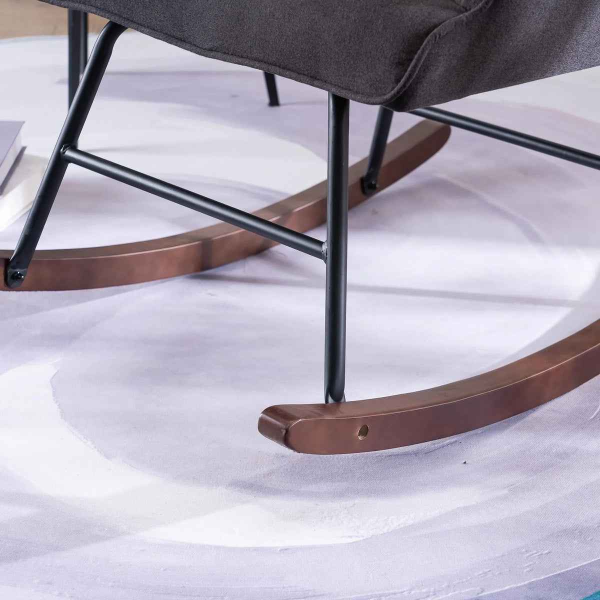 UBesGoo Rocking Accent Chair, Soft Padded Armchair Chair,  Comfy Side Chair with Sturdy Wooden Metal Legs for Living Room Bedroom Gray