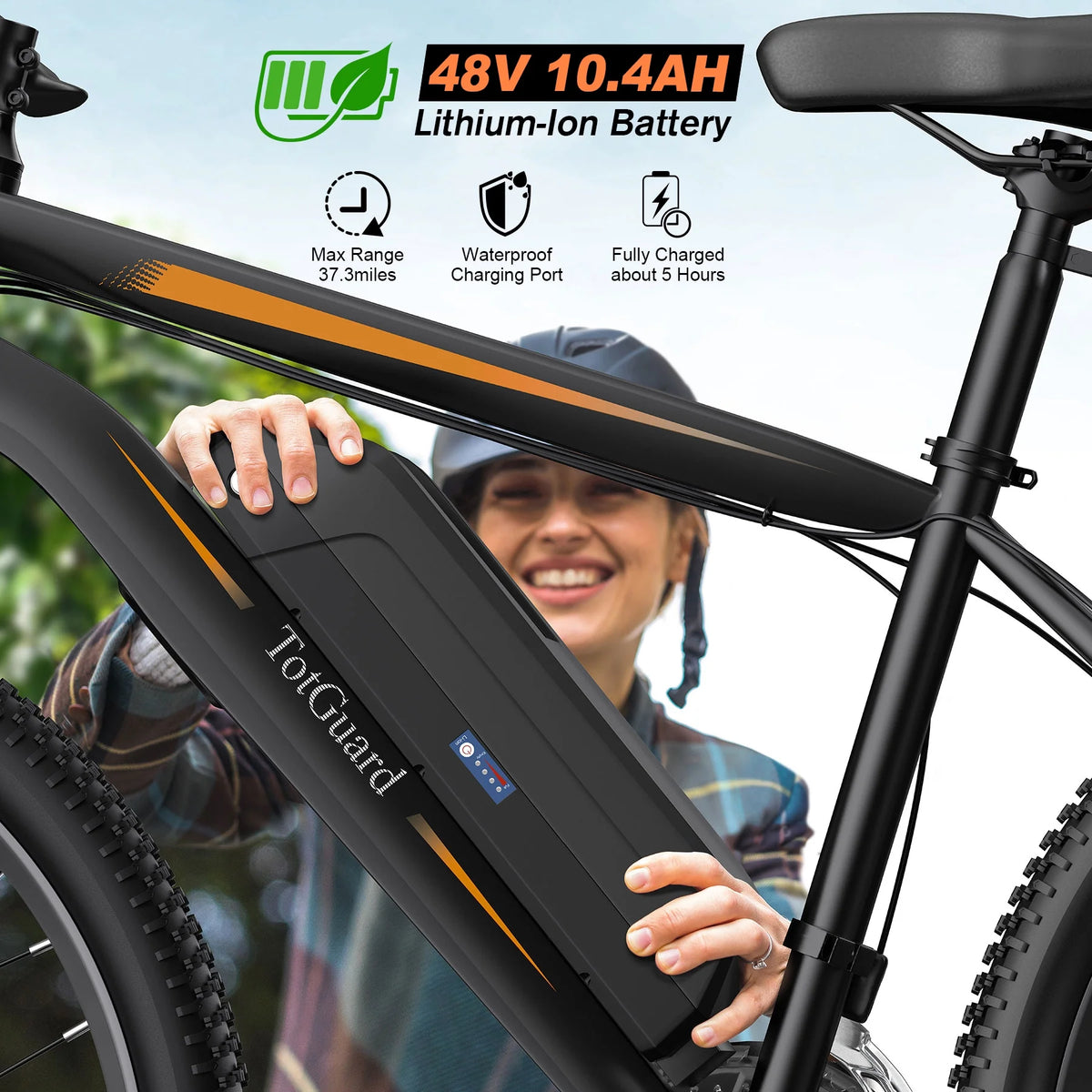 TotGuard Electric Bike for Adults 27.5" E-Bike with 500W Motor, Electric Mountain Bike with 48V 10Ah Battery, Lockable Suspension Fork, Shimano 21 Speed Gears UL2849