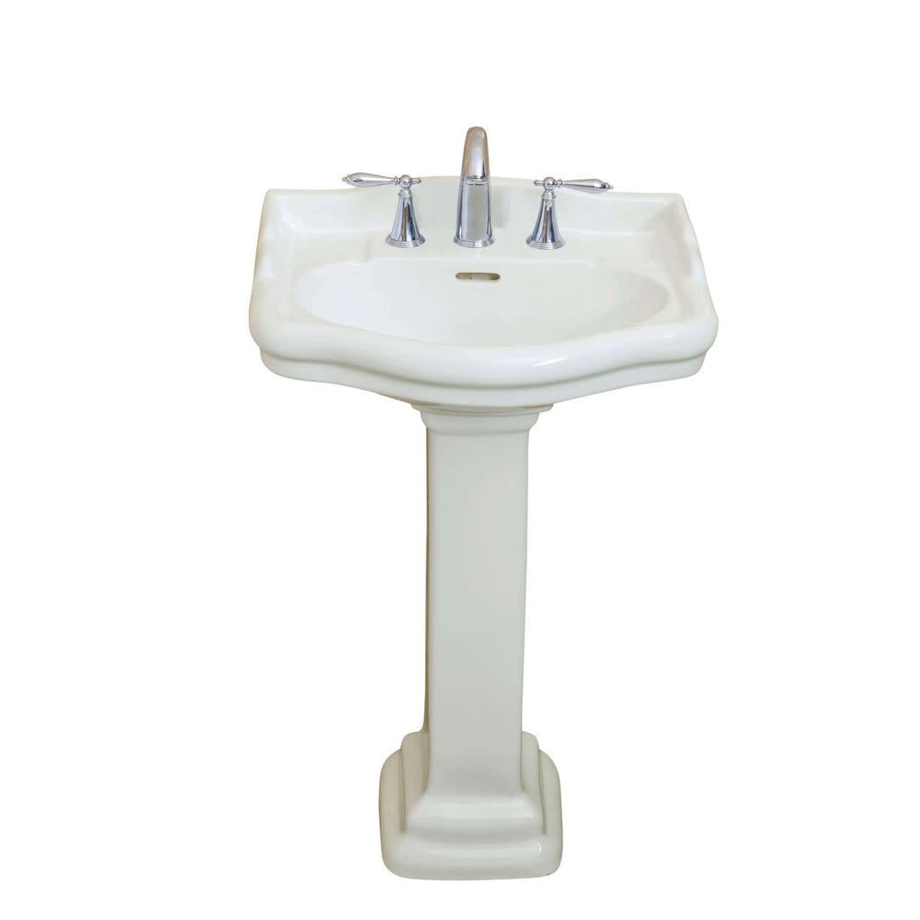 Fine Fixtures Roosevelt Pedestal Sink - 18 Inch Vitreous China Ceramic Pedestal Sink - Single Faucet Hole Sink in White
