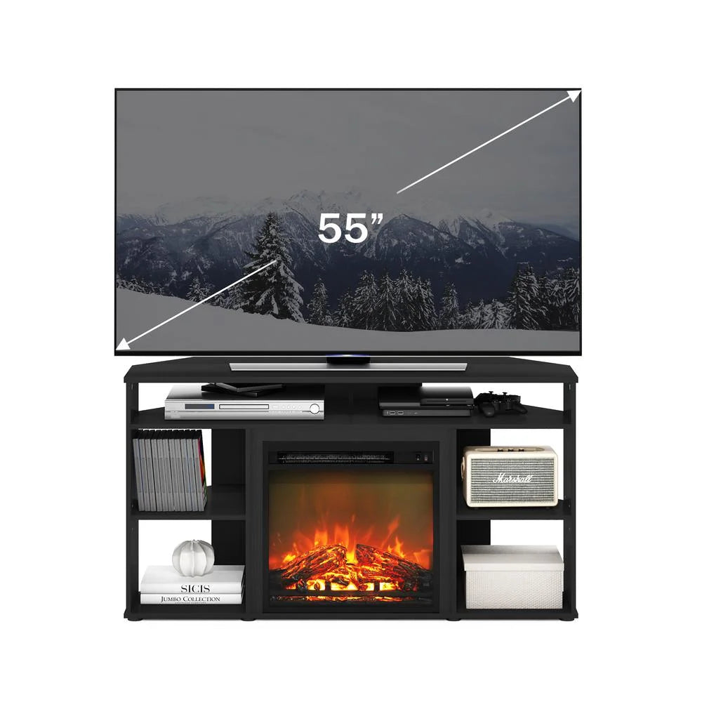 Jensen Corner TV Stand with Fireplace for TV up to 55 in., French Oak Grey