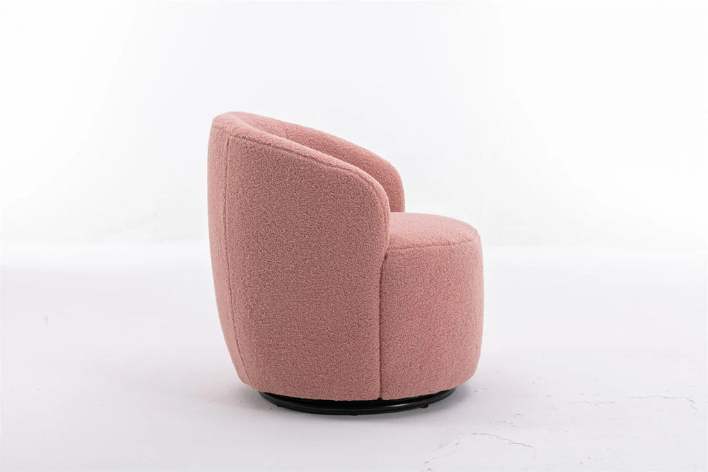 Swivel Accent Chair,Modern 360°Swivel Barrel Chair Leisure Chair,Accent Round Barrel Chair Reading Chair,Round Bucket Arm Chair with Comfy Tufted Back for Living Room Bedroom,Light Pink
