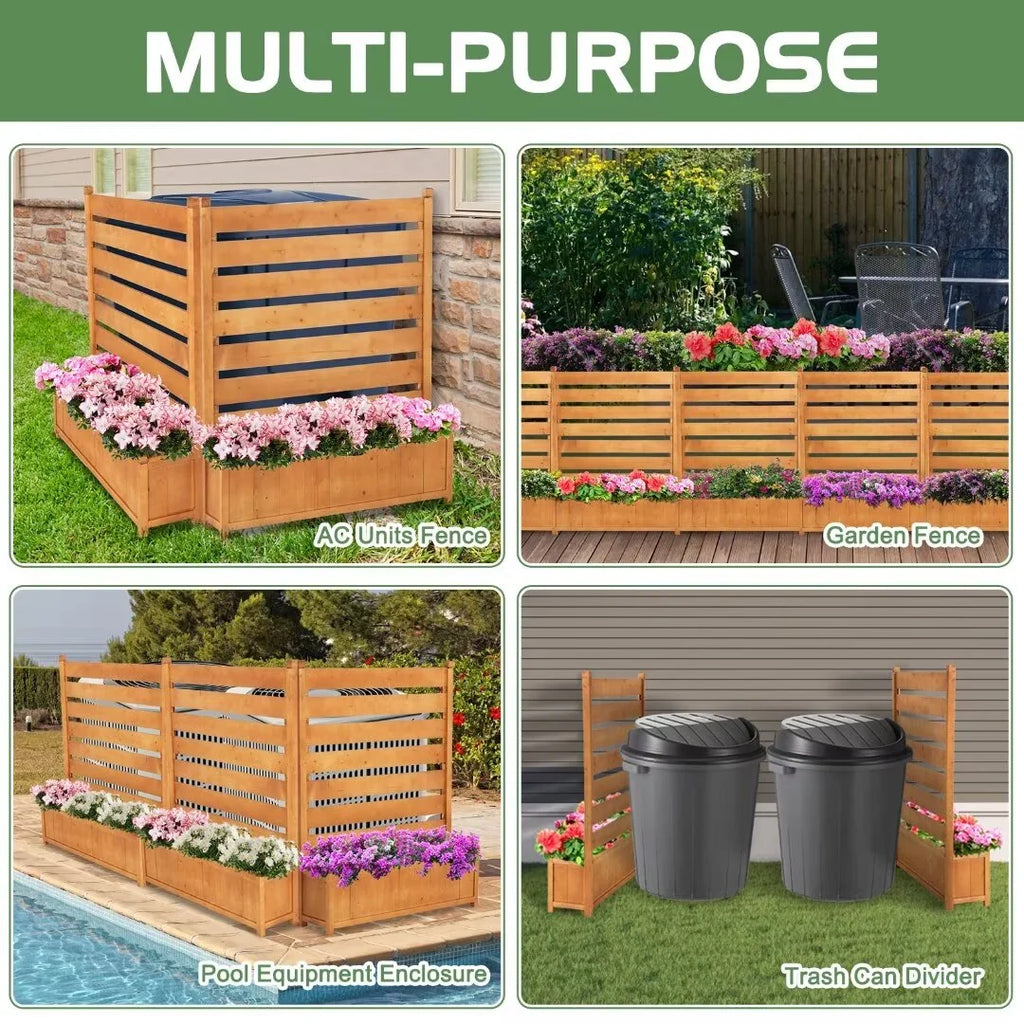 "NAIZEA Air Conditioner Fence, Pool Equipment Enclosure, Trash Can Enclosure, Metal Stake Wood Fence Panel 38"" W x 60"" H"