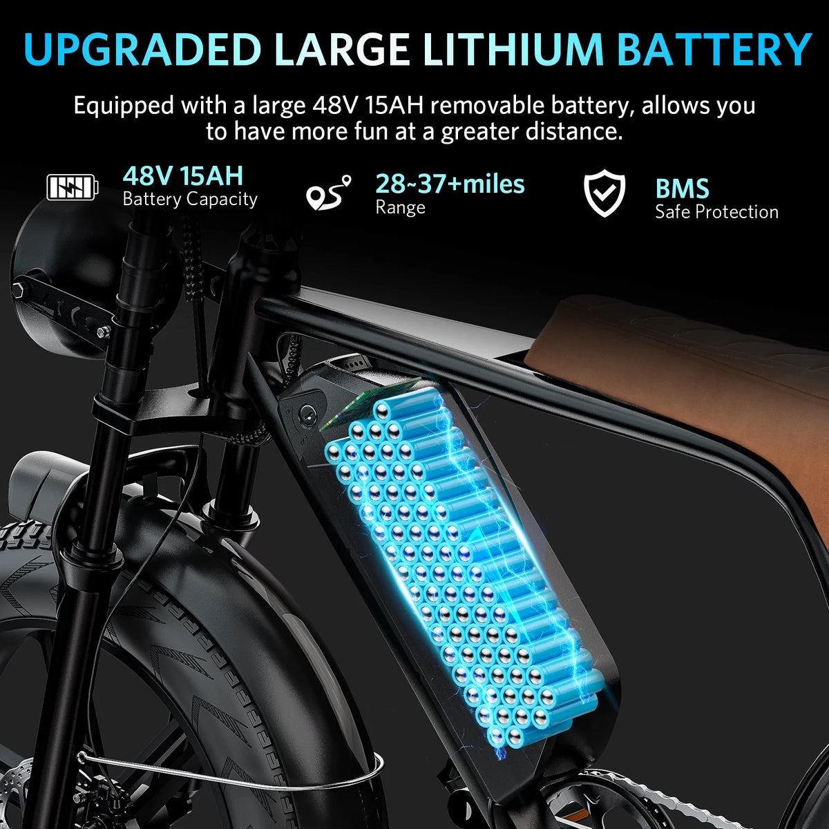 Hipatoo Electric Bike for Adults, 20" Electric Mountain Bike 750W 31MPH, 48V 15Ah Battery, UL2849