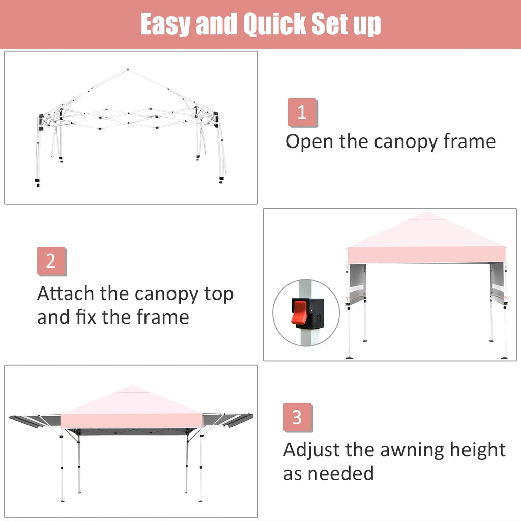 Patiojoy 10x17ft Pop up Canopy  3 Height Adjustment Folding Tent with Roller Bag White