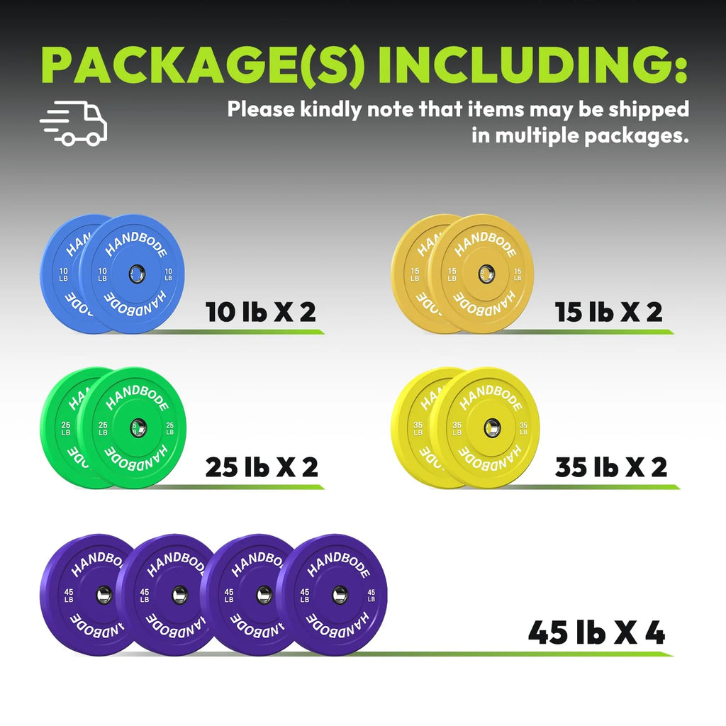HANDBODE Bumper Plates Olympic Weight Plates, Colored Rubber plate for Weight Lifting and Strength Training 140LB