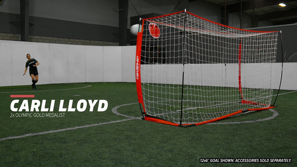 PowerNet 8x4 Ft Soccer Goal Portable Bow Style Net and Large Ball Carry Bag Bundle | Quick Setup Ultra Portable | Full Size Framed Soccer Goal | Perfect for Teams and Coaches