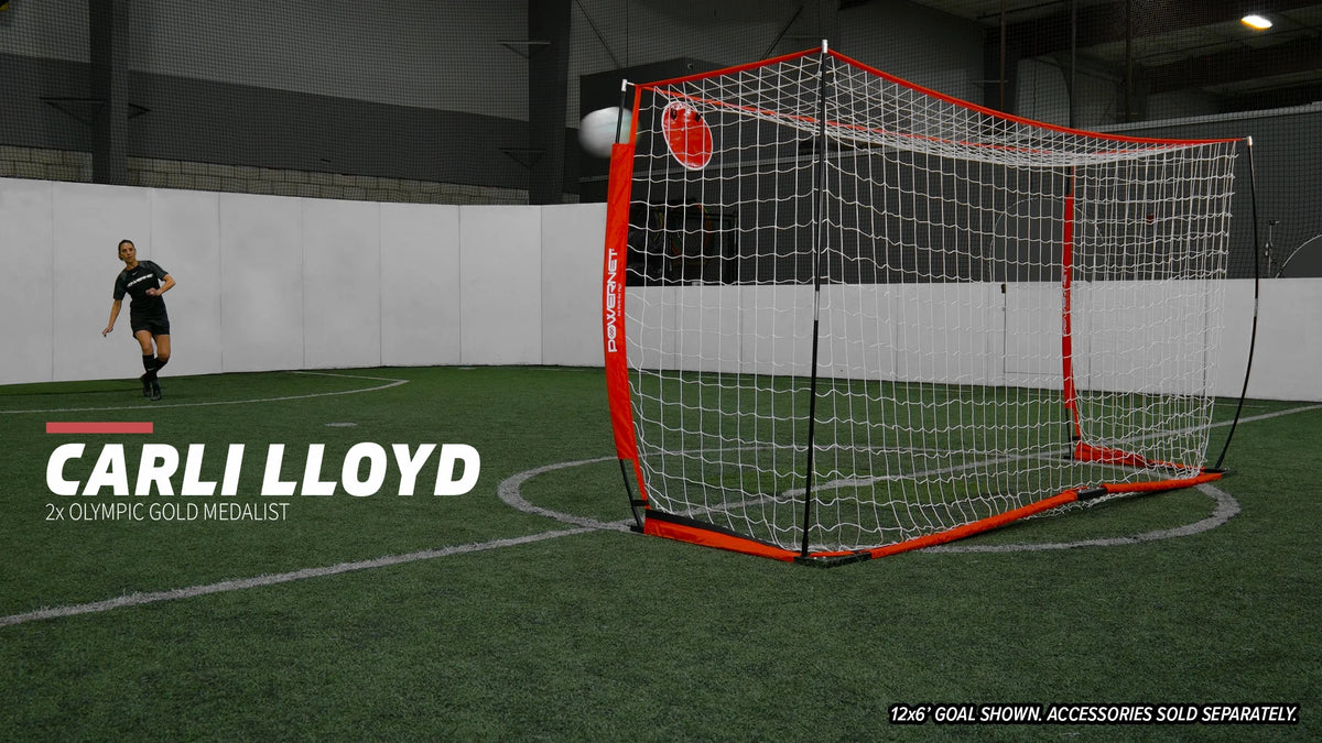 PowerNet 8x4 Ft Soccer Goal Portable Bow Style Net and Large Ball Carry Bag Bundle | Quick Setup Ultra Portable | Full Size Framed Soccer Goal | Perfect for Teams and Coaches