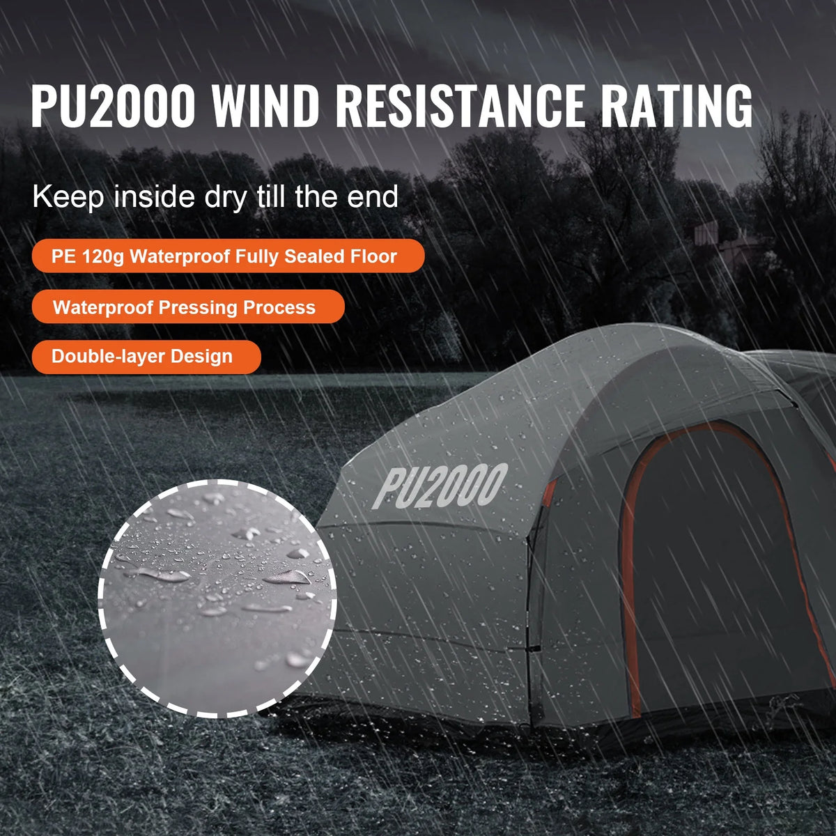 BENTISM SUV Camping Tent 8-8 Ft Waterproof Pickup SUV Tent with Rainfly Carry Bag Car Canopy Shelter for Camping Outdoor Travel