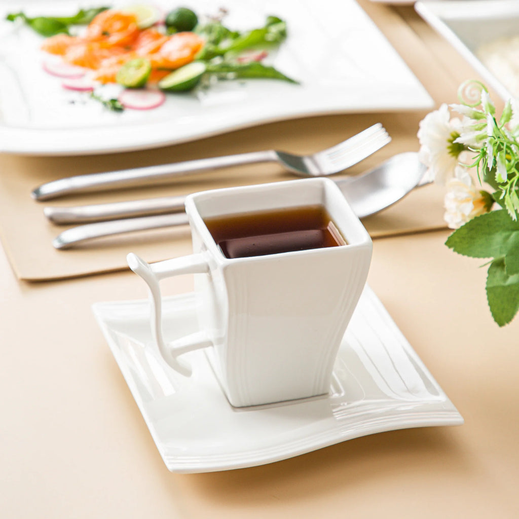 MALACASA Porcelain Tableware Sets, Ivory White, 30-Piece (6 Packs)