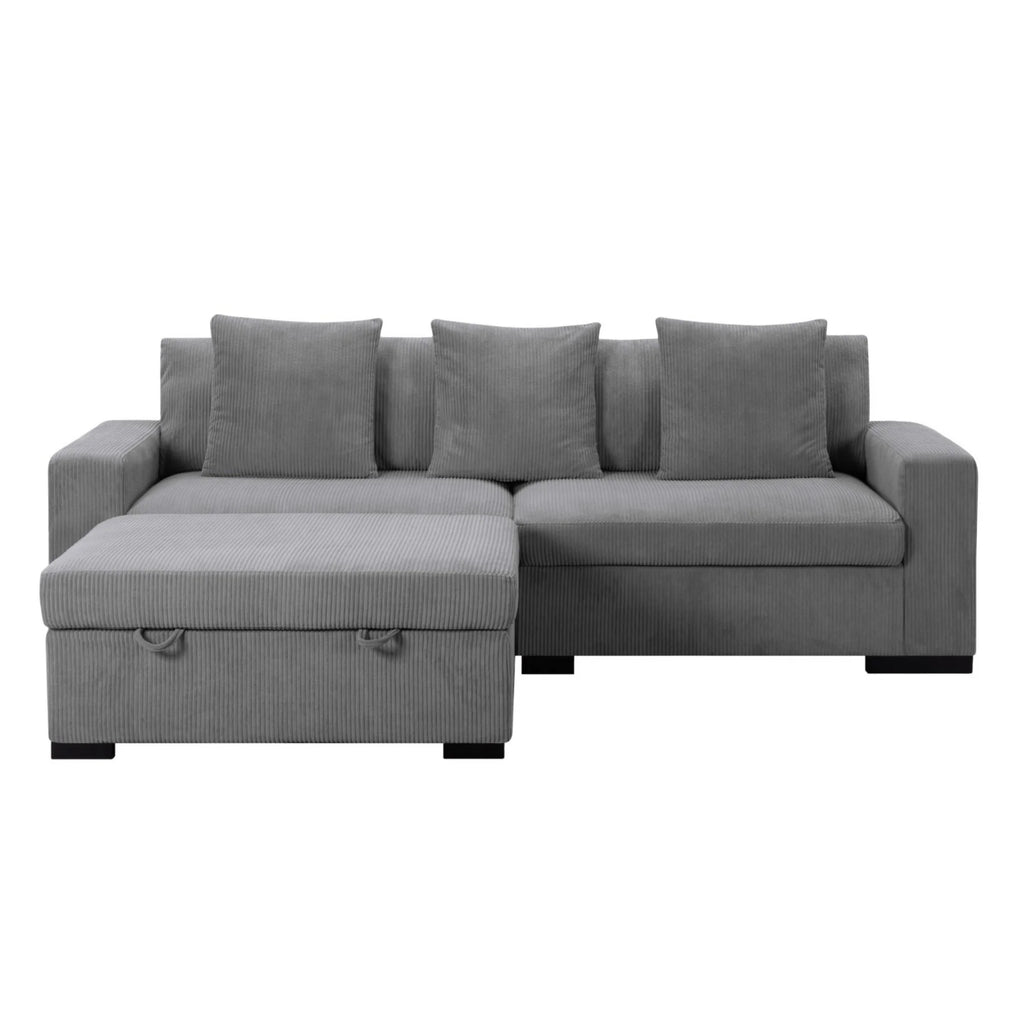 Gewnee 103.5-Inch Modular Corduroy Sofa Set with Solid Wood Legs, High-Density Foam, Suitable for Living Room/Bedroom/Office