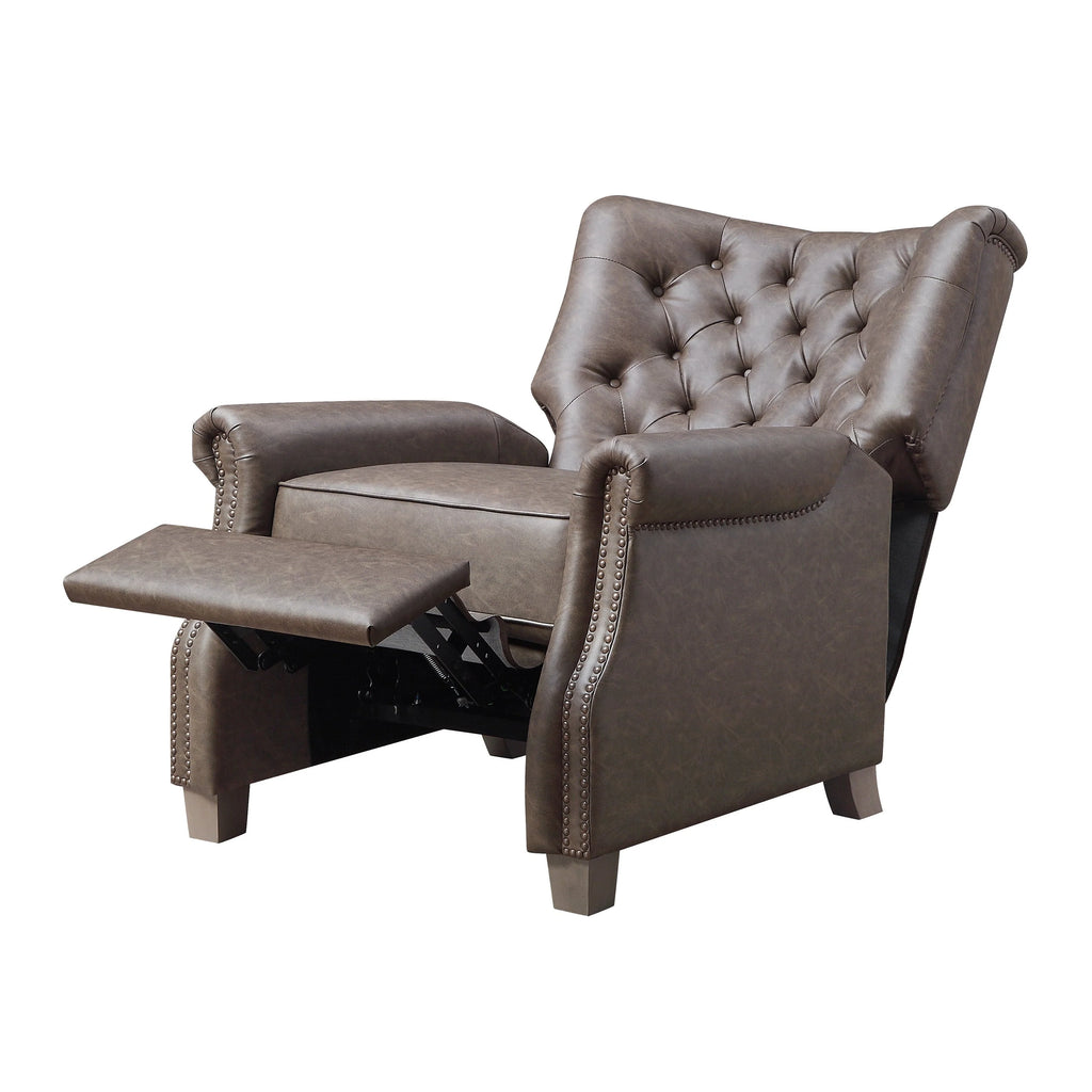Better Homes & Garden Tufted Push Back Recliner, Brown Faux Leather Upholstery