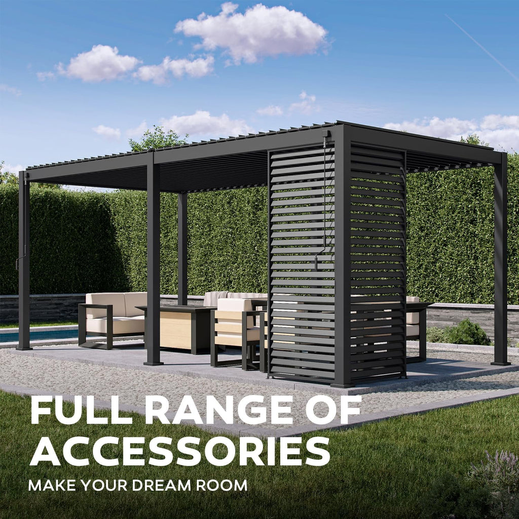 Mirador 10'x 10' 111S Outdoor Aluminum Pergola w/ Adjustable Rainproof Louver for Garden, Patio, Backyard, Takasho/Wood Grain
