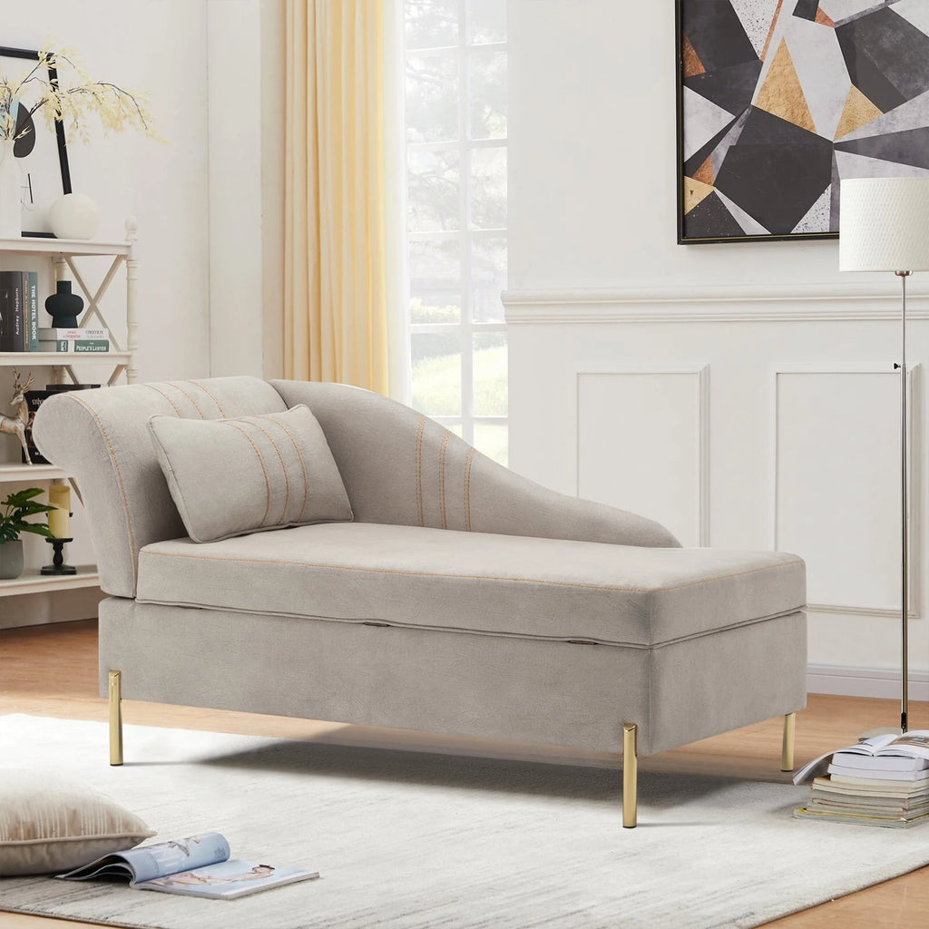 Andeworld Chaise Lounges Indoor Chair, Modern Upholstered Tufted Chaise Lounge Chair Indoor Faux Suede Sofa Recliner Couch for Bedroom Office Living Room Left Arm Facing Chaise Lounge（Khaki�?,This modern lounge couch sofa is made of highly elastic