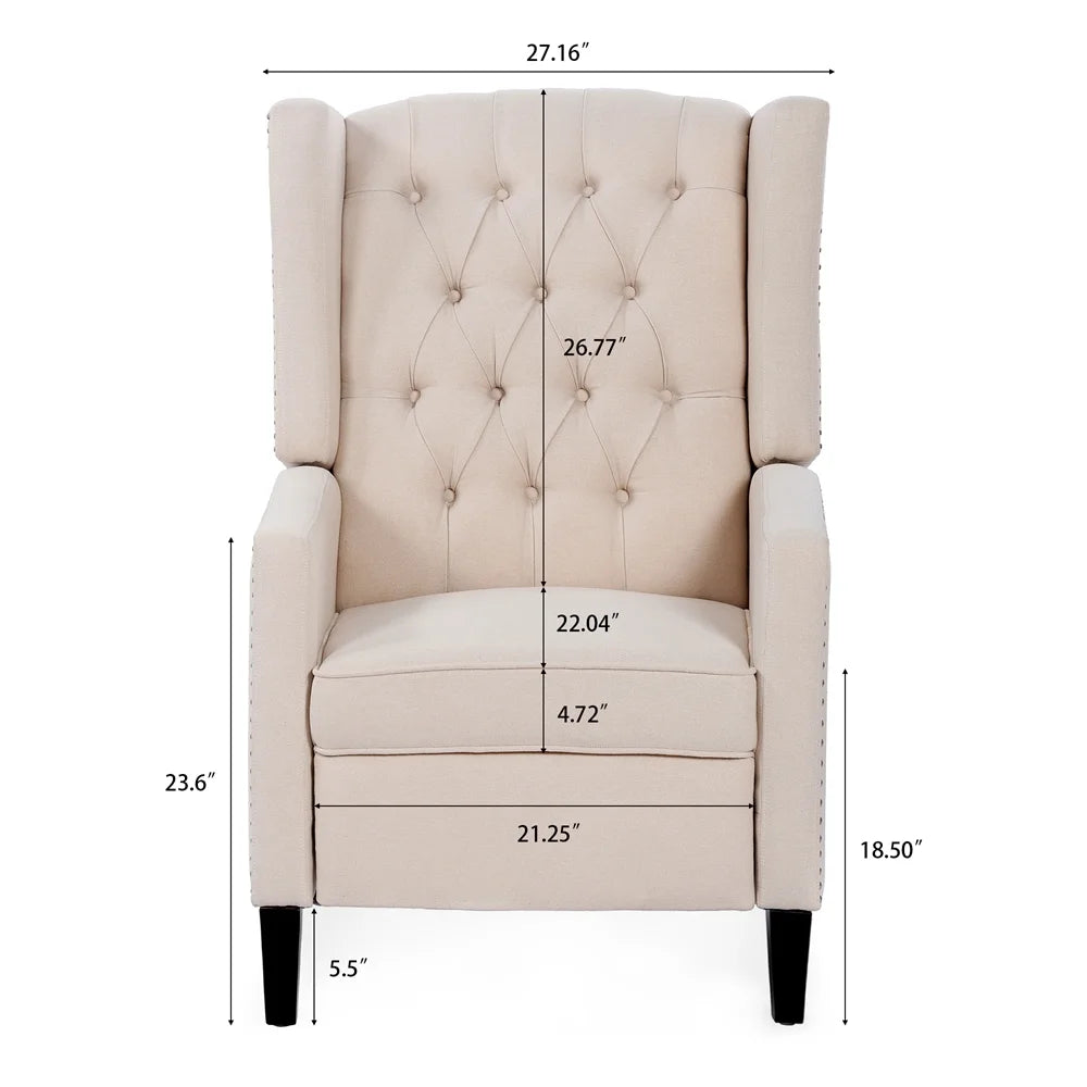 Triple Tree Modern Fabric Foam Wood Solid Print Nailhead Trim Accent Chair, Beige