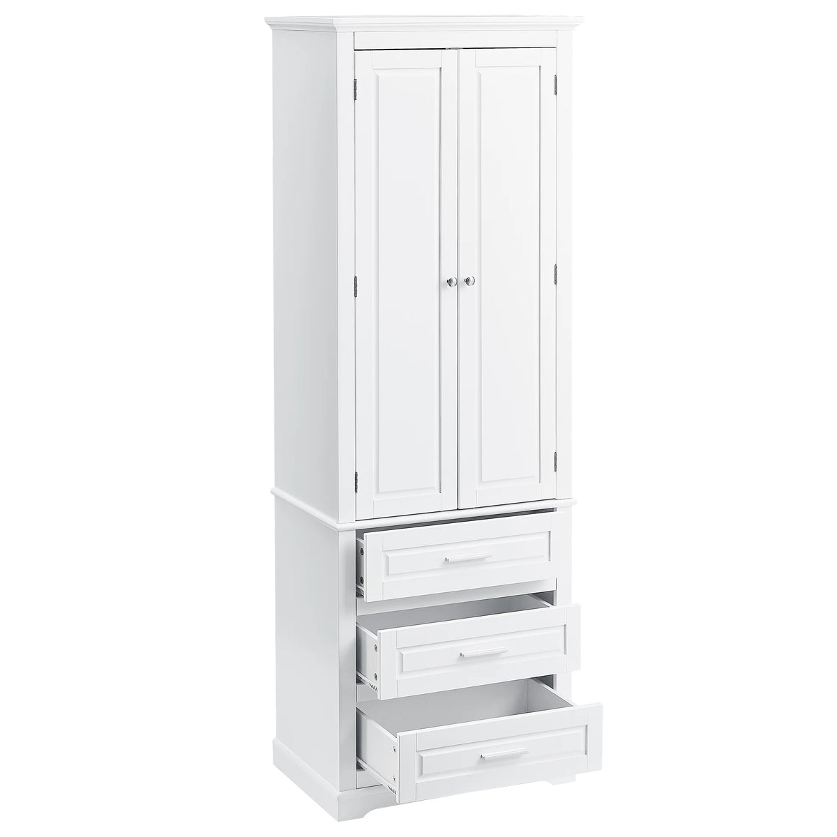 Bellemave White Tall Storage Cabinet with Adjustable Shelf Bathroom Cabinet with 1 Drawer and Storage Rack Large Freestanding Wood Cabinet Storage Organizer Floor Cabinet, White