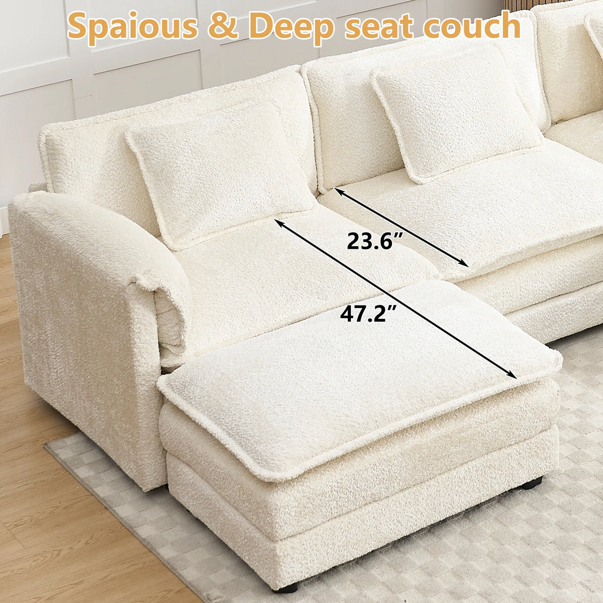 GNIXUU 112" Oversized Sectional Sofa Cloud Couch for Living Room, Modern Chenille L Shaped Couch, Comfy Boucle Modular Sofa Sleeper with Moveable Ottoman & Memory Foam (Green)