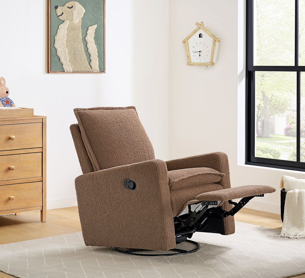 Soho Baby Coventry Glider Recliner Boucle White