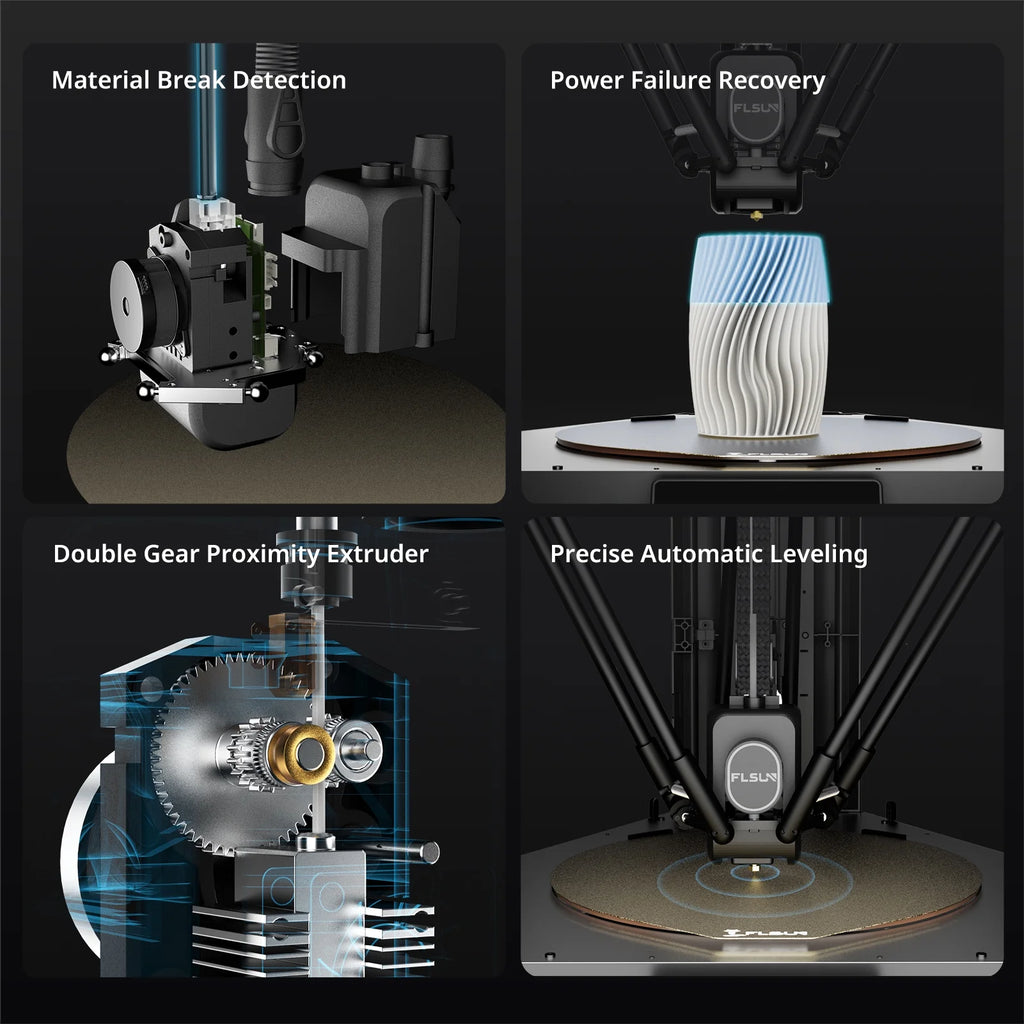 FLSUN T1 Delta 3D Printer - 1000mm/s Ultra-Fast Printing ,30,000mm/s2 Acceleration, 300��C Nozzle FDM 3D Printers with Fully Auto Leveling , 50�� Enclosed Chamber