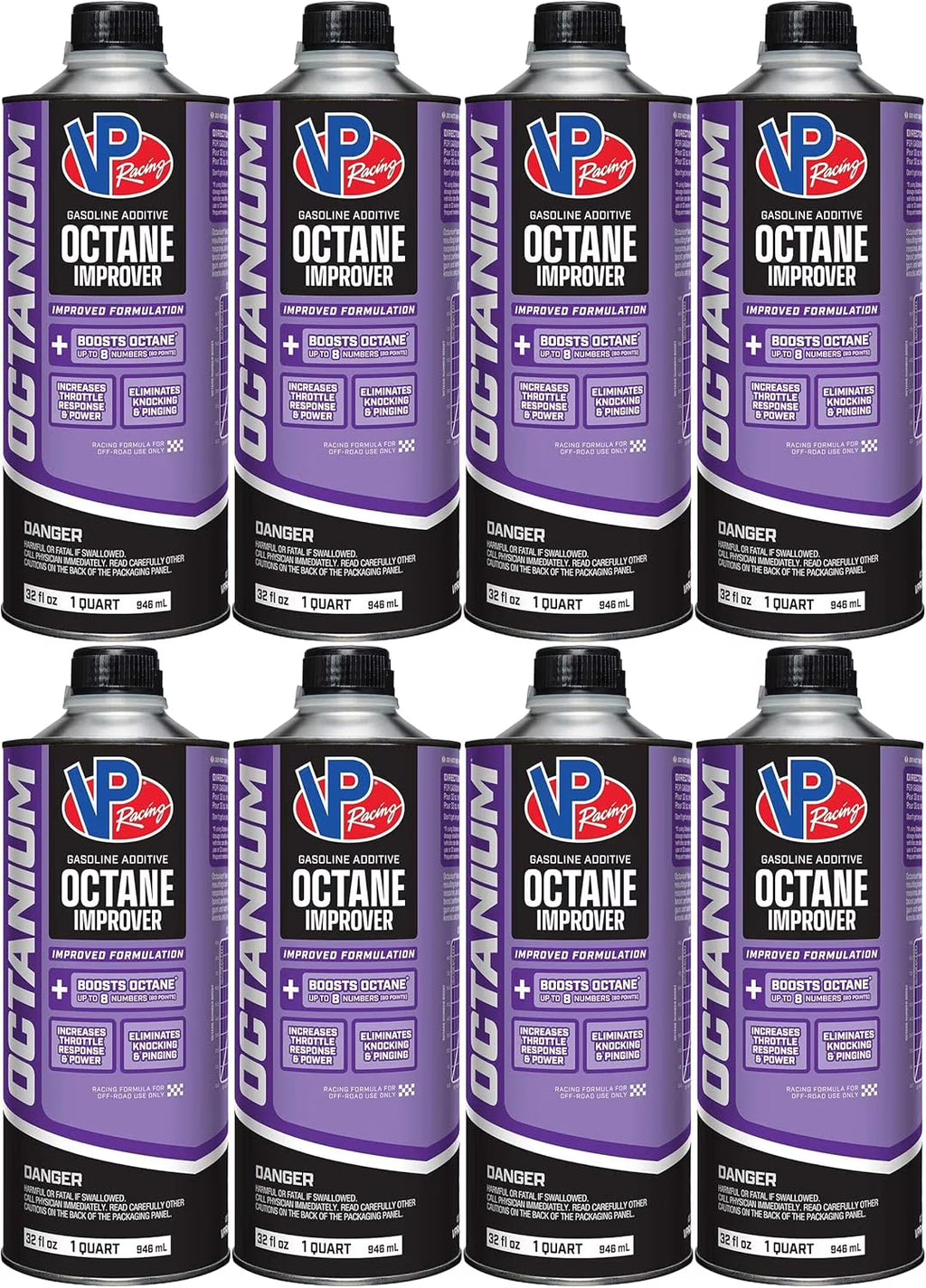 VP Racing Fuels 2855, Madditive Octanium Octane Booster Racing Formula - Quart (8 Pack)
