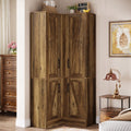 Tribesigns 70.8" Tall Corner Cabinet, Farmhouse Storage Cabinet with 4 Doors & 5 Storage Shelves