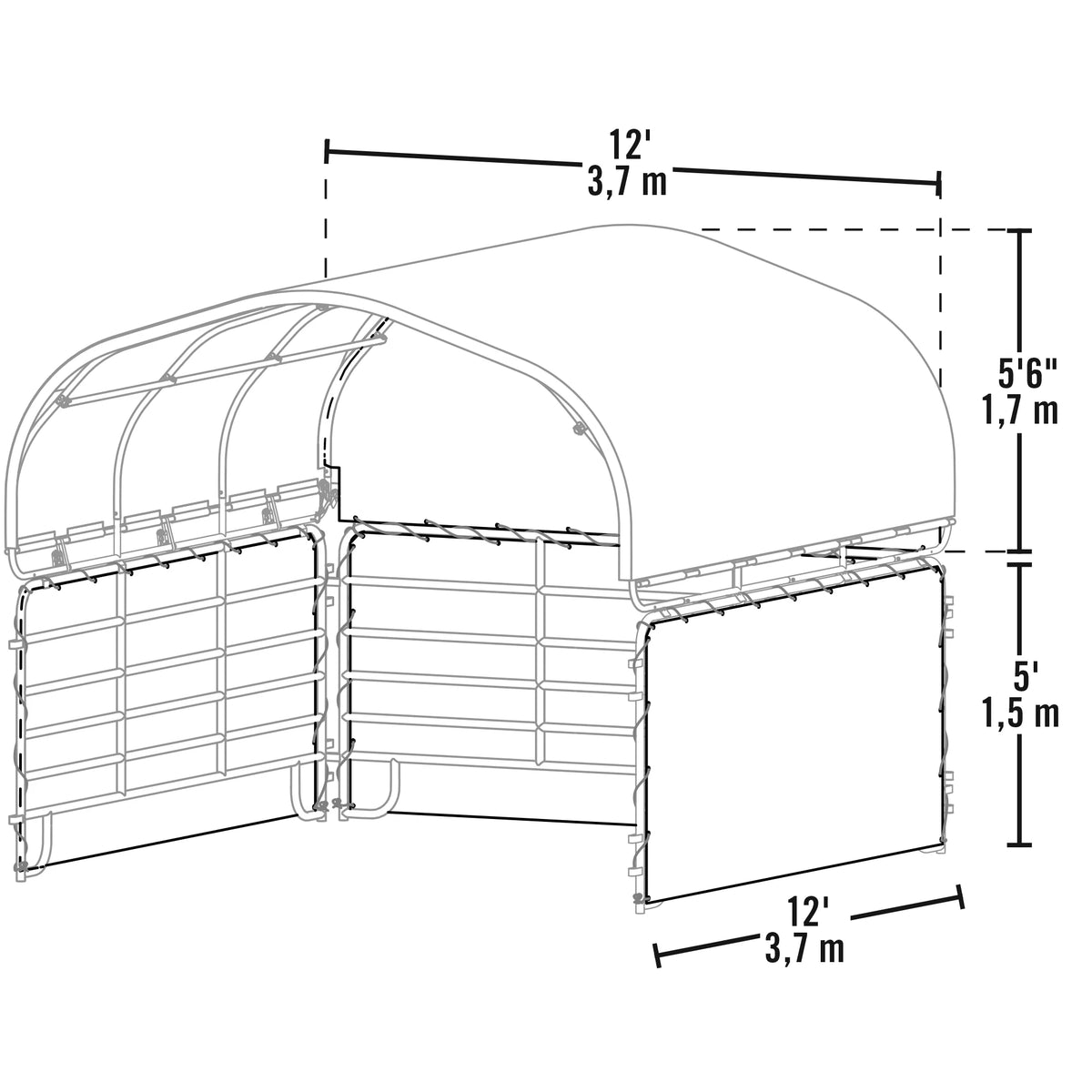 ShelterLogic 12' x 12' Corral Shelter and Livestock Shade Waterproof and UV Treated Universal Cover for Horses, Goats, and Other Livestock (Corral Panels Not Included)