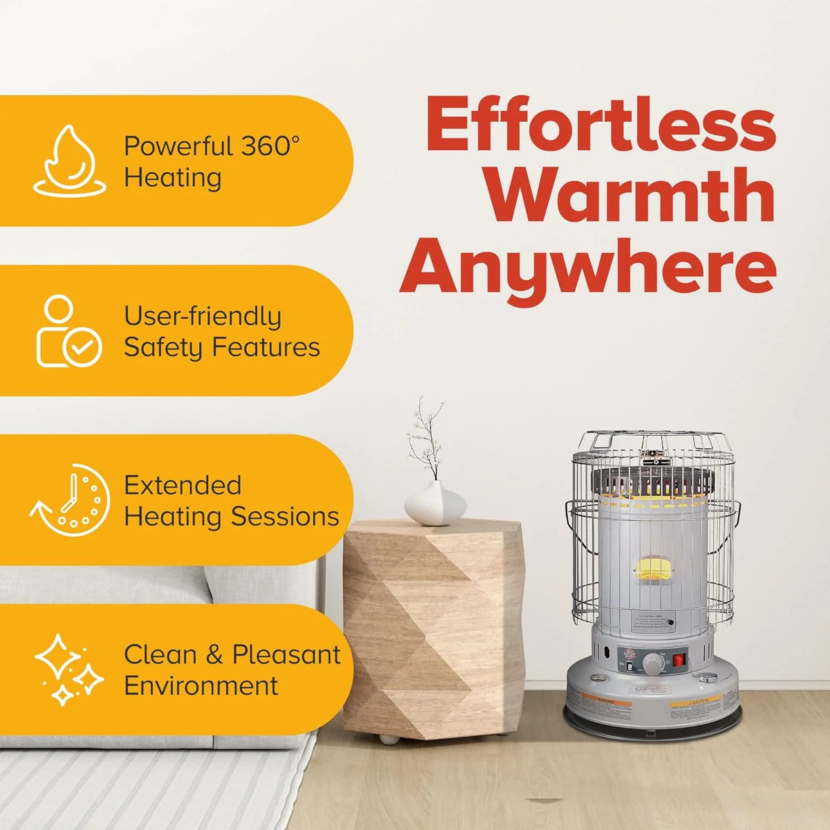 KW-24G Indoor Kerosene Heater, Large, White