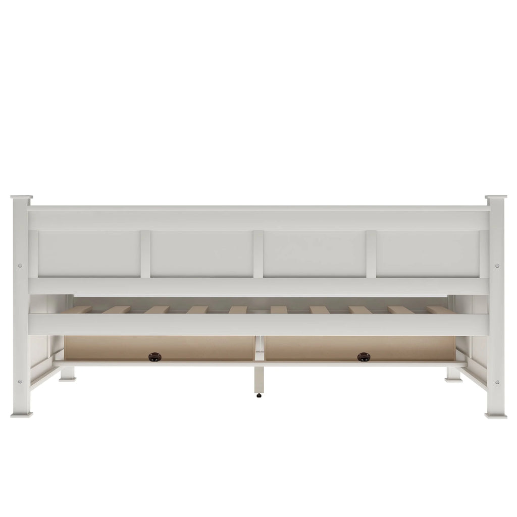 Euroco Twin Size Dayed with 2 Storage Drawers for Bedroom Low Profile Platform Bed, White