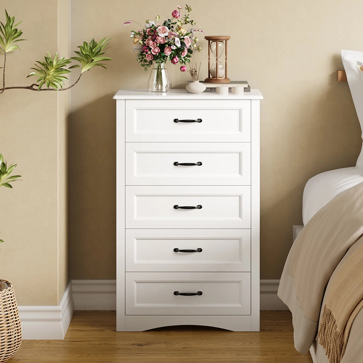 Bedroom Furniture Set, Queen Bed Frame, 2 Nightstands, 5-Drawer Dresser & 6-Drawer Dresser for Large Bedrooms