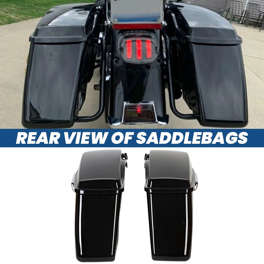 Kojem Hard Saddle Bags for 1993 - 2013 Harley Road King Glide Vivid Black Lockable Saddlebags