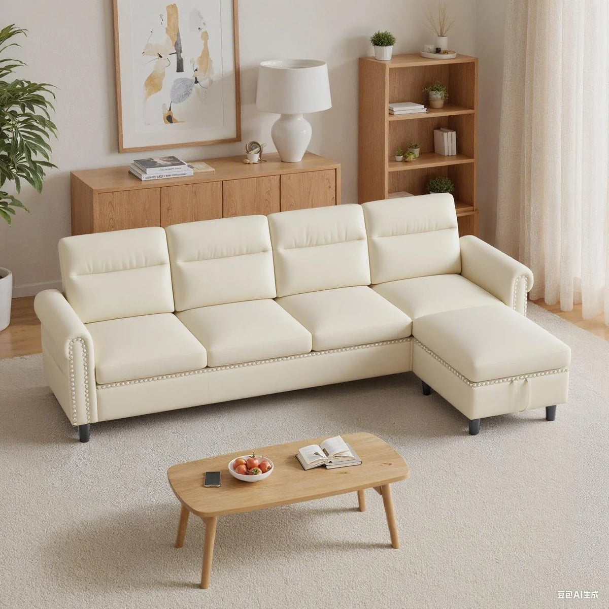 106" Modular Sectional Sofa Bed with Storage Ottoman, Lofka Modern Comfy Couches and Sofas with Side Pockets for Small Spaces, Living Room Furniture in Dark Gray