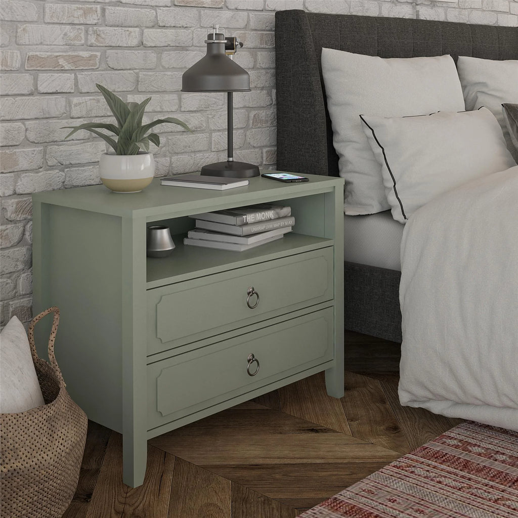 Her Majesty 2 Drawer Nightstand, Mustard Yellow