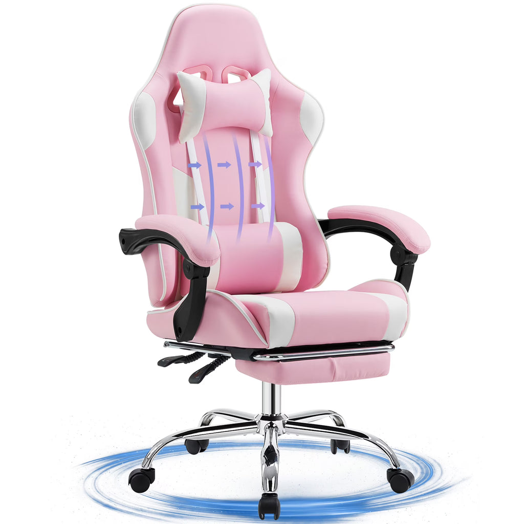 JONPONY Big and Tall Gaming Chair, Ergonomic Design, Gamer Chair PU Leather with Footrest and Lumbar Support, High Back Office Chair Support 8 Hours Long Sitting, Computer Chair,Black Grey