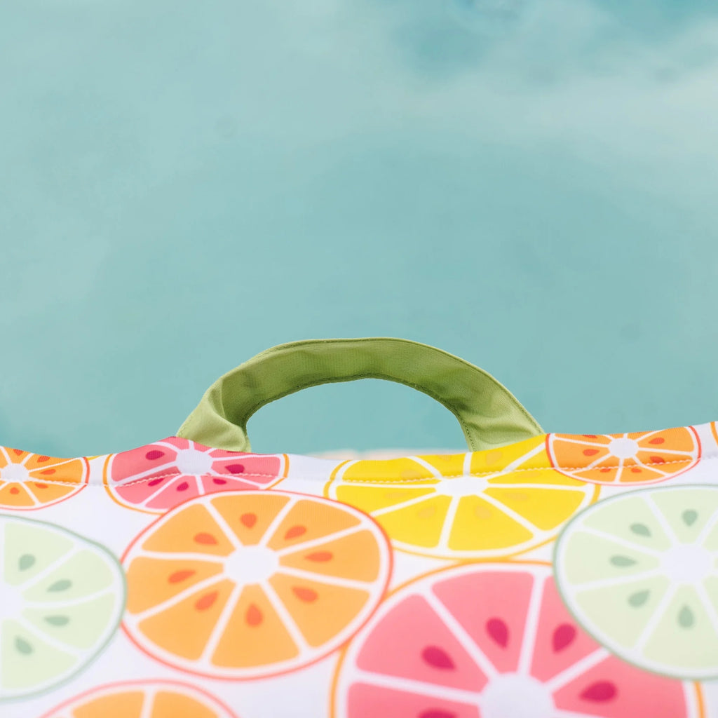 Big Joe Lagoon Lounger No Inflation Needed Pool Float, Americana Nautical Stripe Double Sided Mesh, Quick Draining Fabric, 5 feet Giant