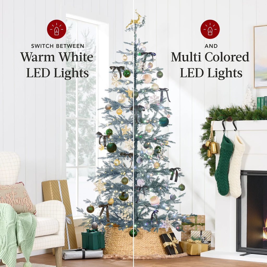 Best Choice Products 4.5ft Pre-Lit Sparse Christmas Tree w/ 100 2-in-1 LED Lights, Cordless Connection, Metal Stand