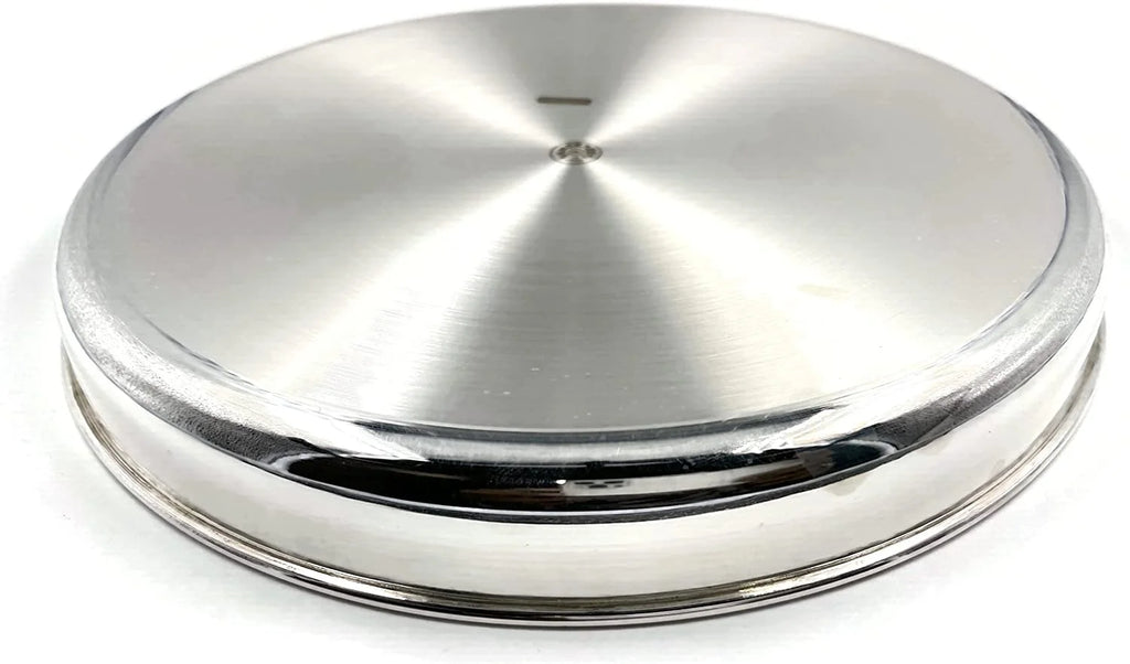 999 Pure Silver Hallmarked Light Weight Indian Dinner Thali - Style#03 Plate Diameter & Weight: 11.0 Inch Thali